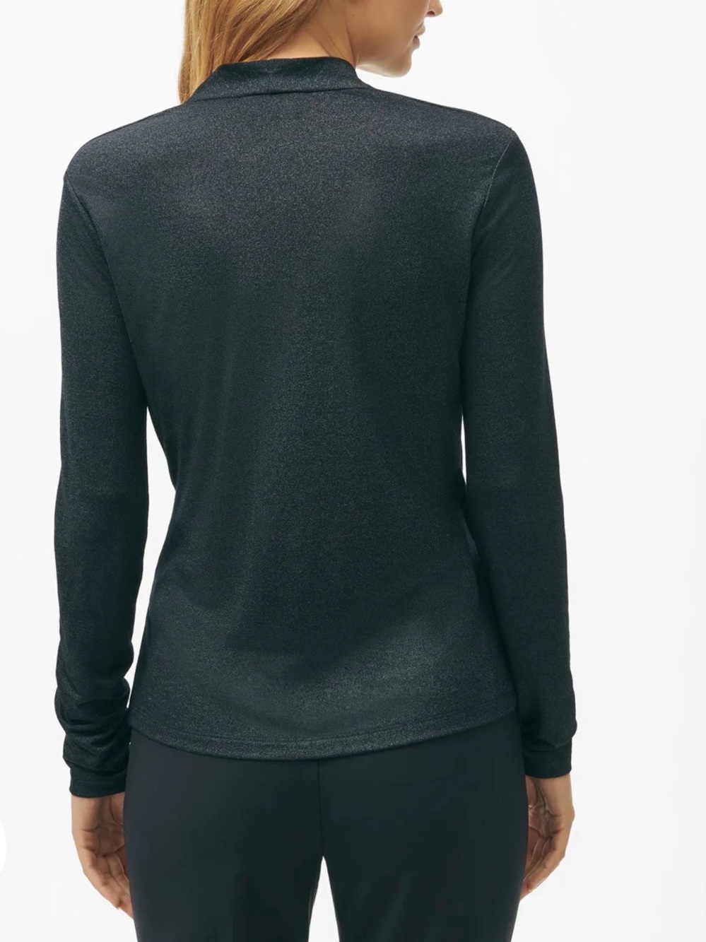 Brooks Brothers Faux Wrap Long-Sleeve Top Shimmery Charcoal LARGE NWT - Picture 2 of 11